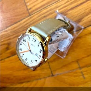 Timex Easy Reader Beige & Rose Gold Leather Watch Brand New in Box